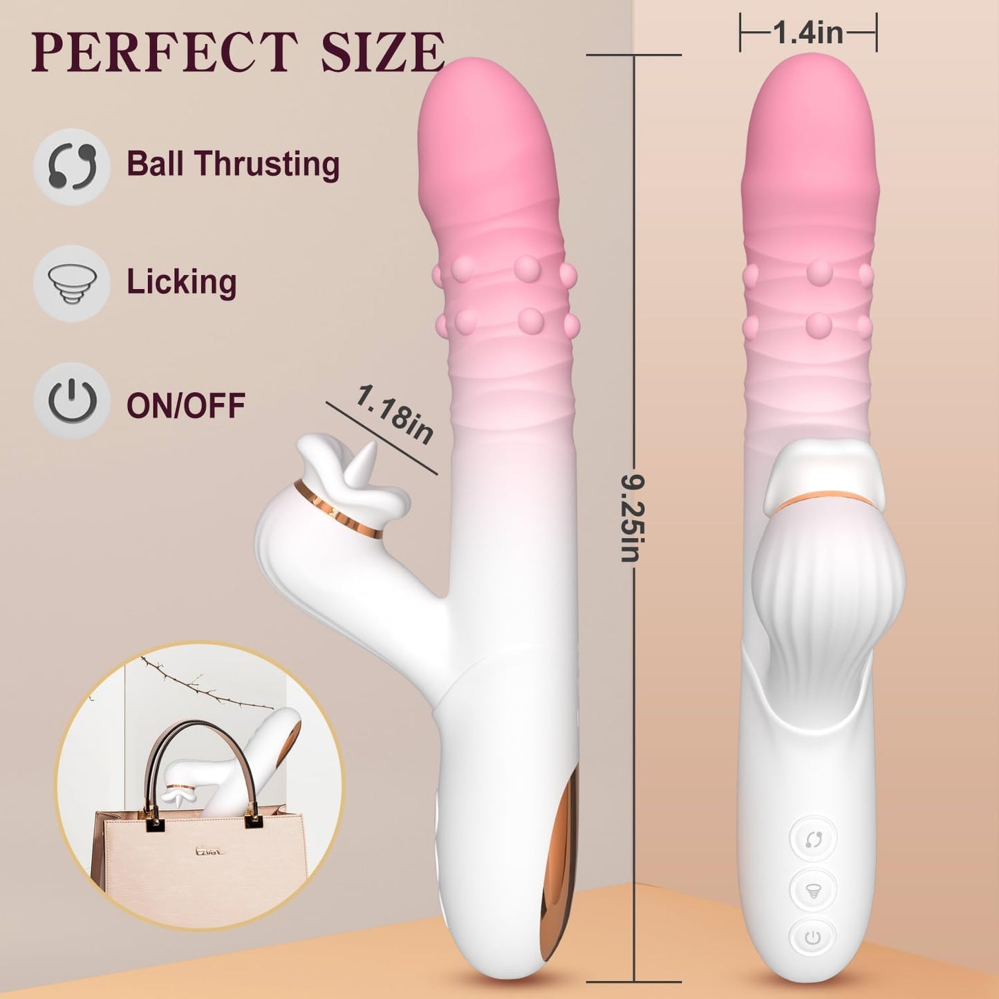 FadedGlory Vibrador 3 en 1 con perlas giratorias y lengua