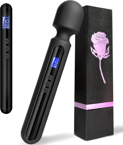 MidnightCommand 12" Wand Vibrator LCD Display 10 Patterns Waterproof