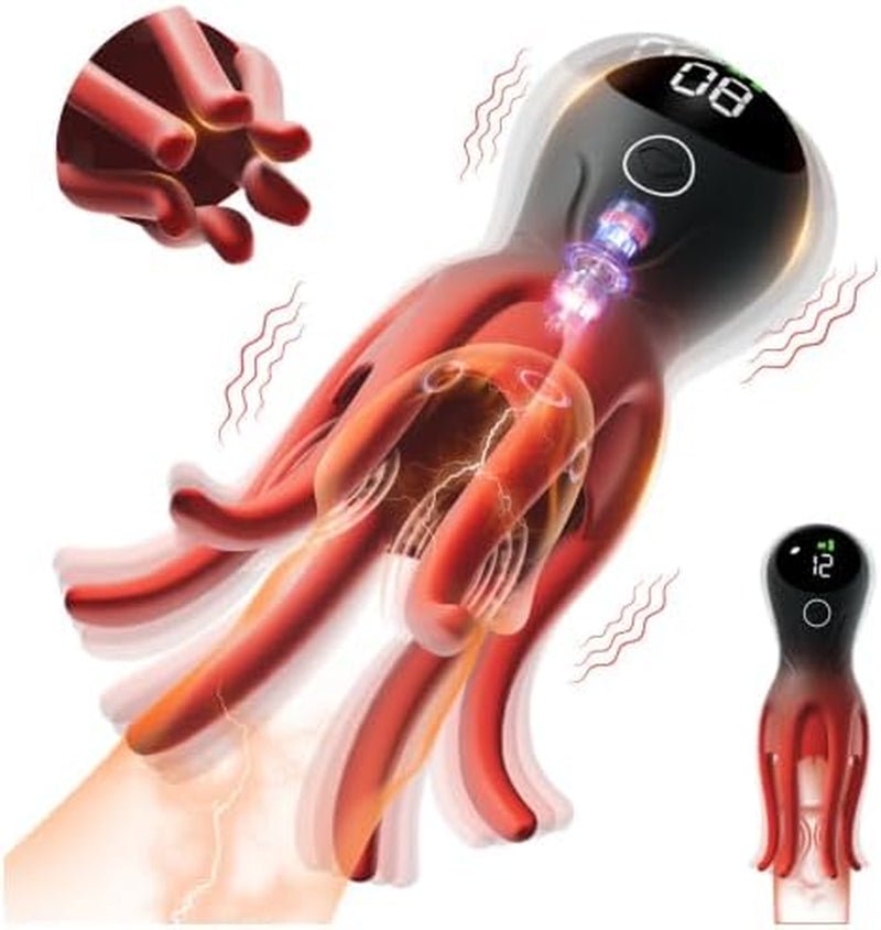 LumiTentacle Vibrador de entrenamiento masculino LED con 12 modos de tentáculo