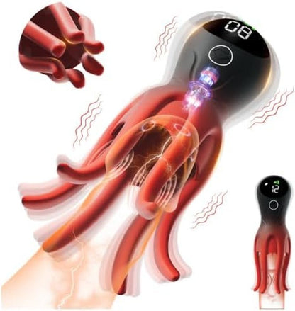 LumiTentacle Vibrador de entrenamiento masculino LED con 12 modos de tentáculo
