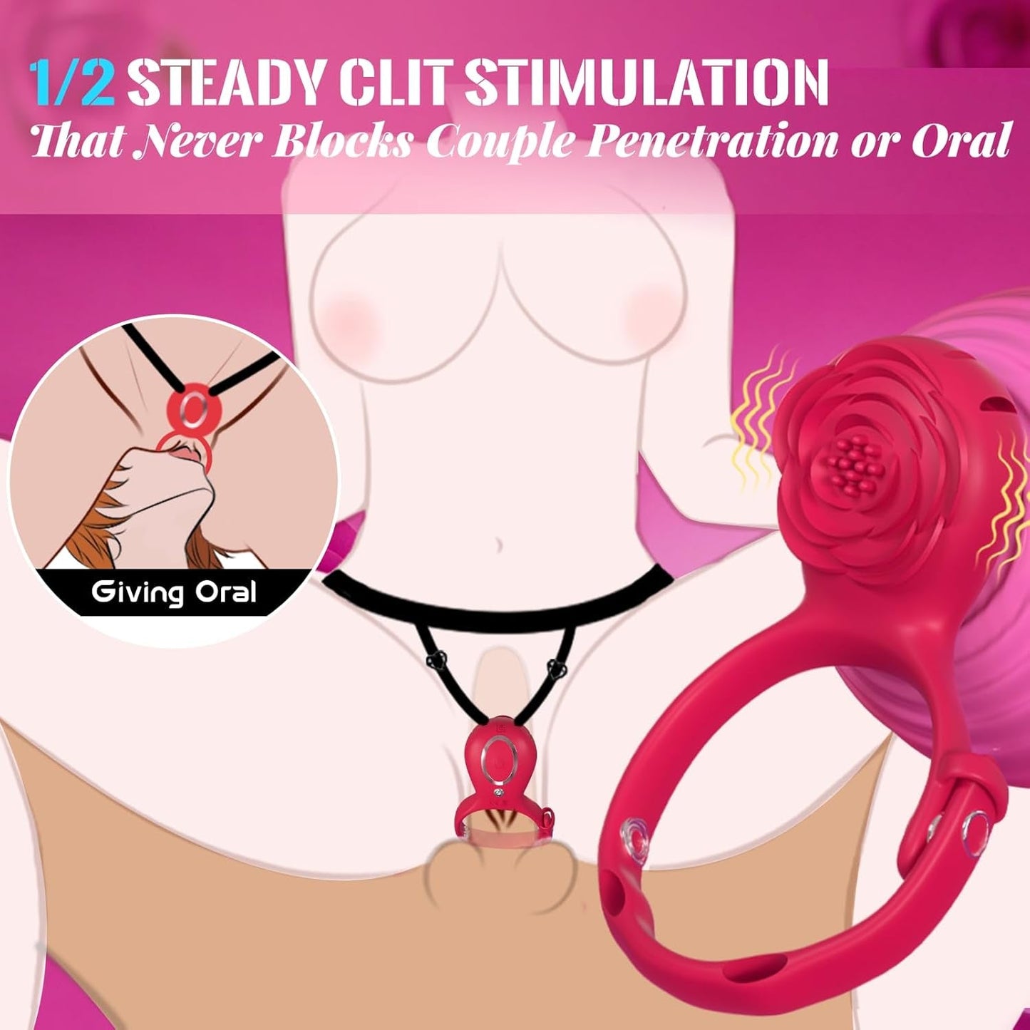 VersaBloom Anillo para pene ajustable con estimulador de clítoris y control por app