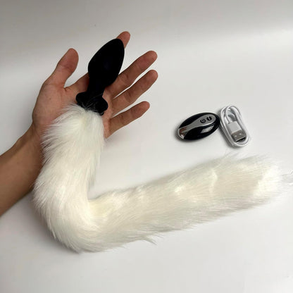 Tapón Anal Vibrador con Cola de Zorro de Control Remoto FrostPulse