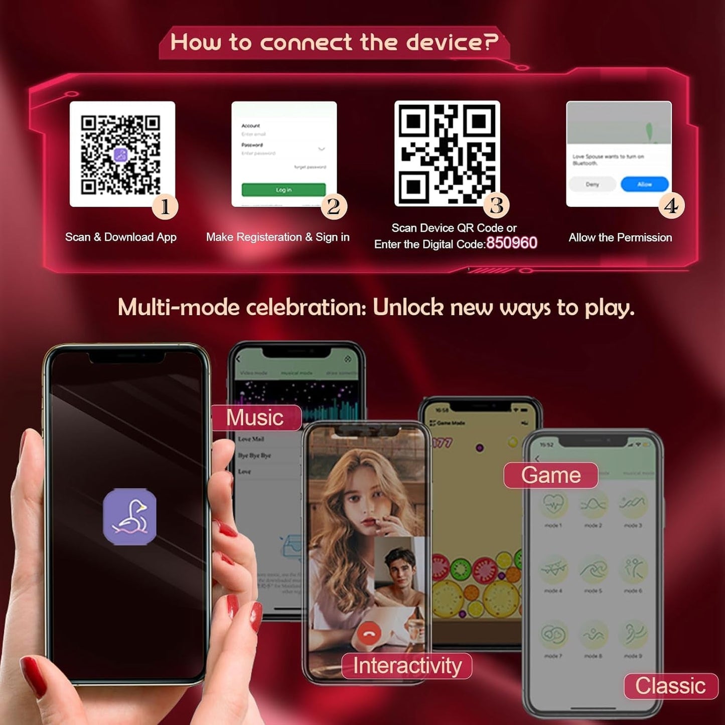 SyncRabbit APP Vibrador de bragas para parejas Rabbit Wearable