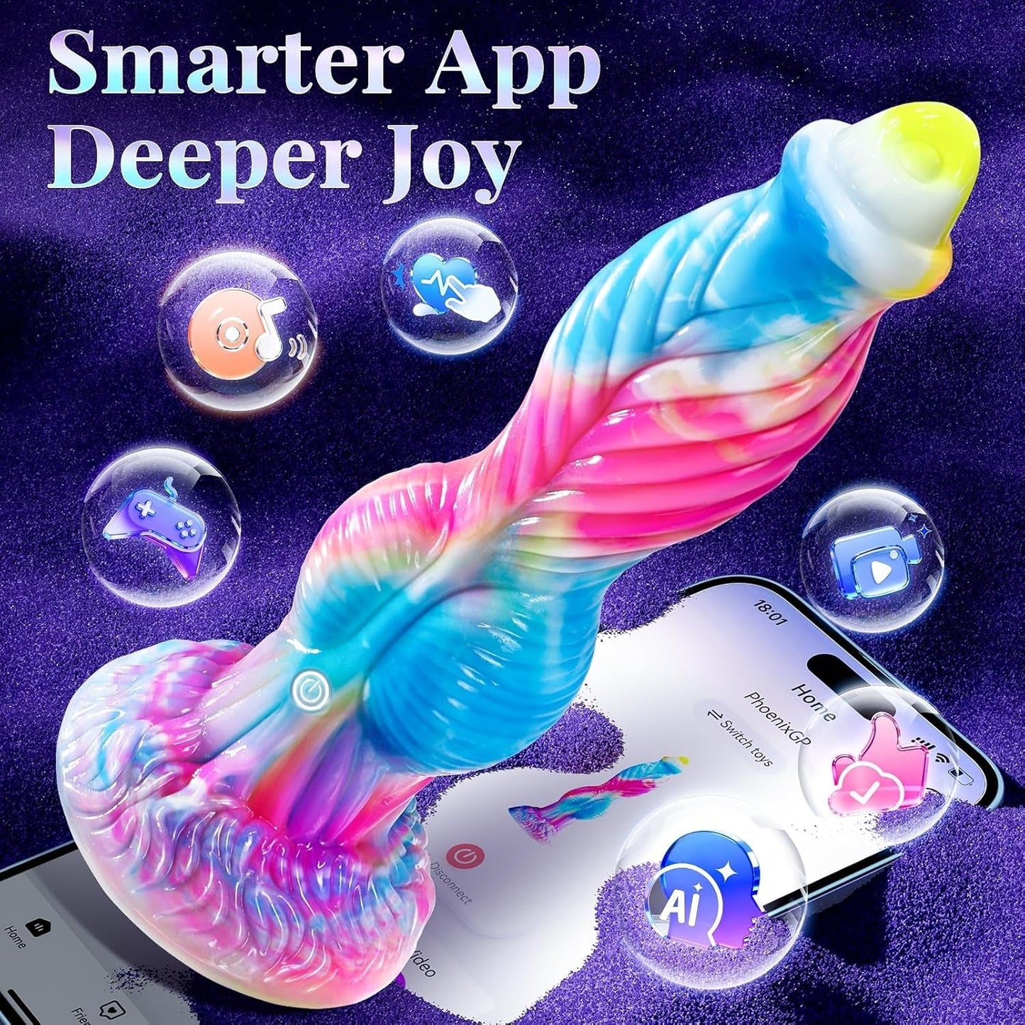 FireBird App-Control Thrusting Fantasy Dildo 10.2"