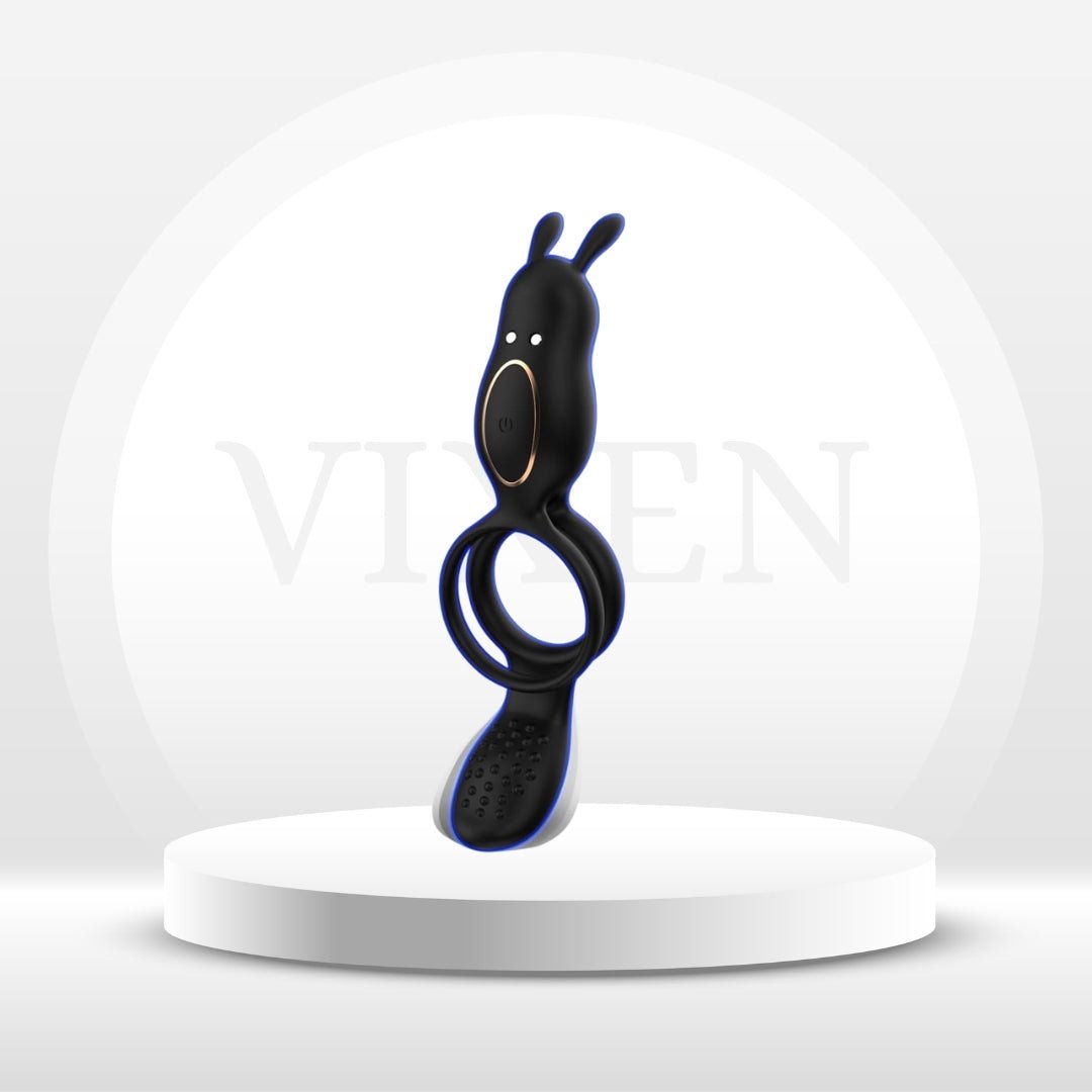 Anneau pénien vibrant FlexBond avec stimulateur clitoridien "lapin"