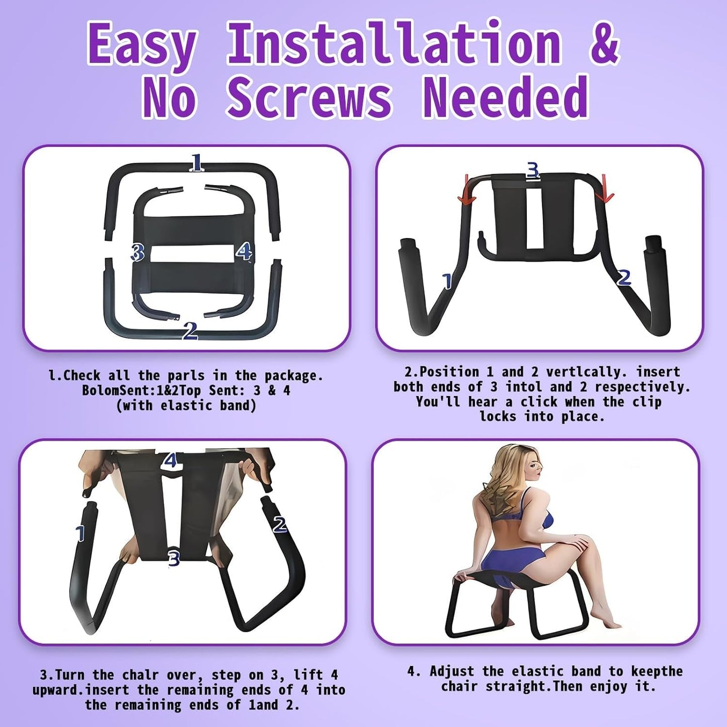 Silla de sexo de intimidad ajustable con rebote FlexRide
