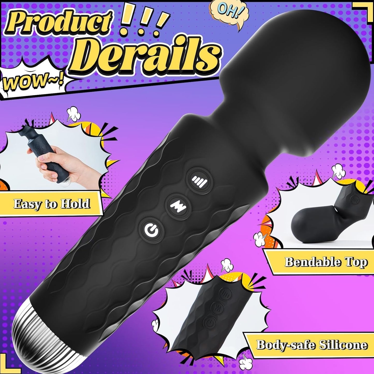 Vibromasseur baguette FlexVibe à 20 modes