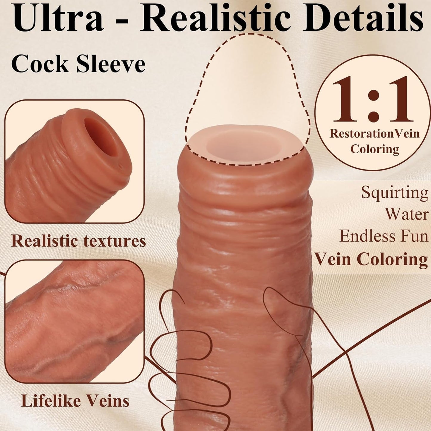 FlowFit Funda real para el pene con eyaculación - M