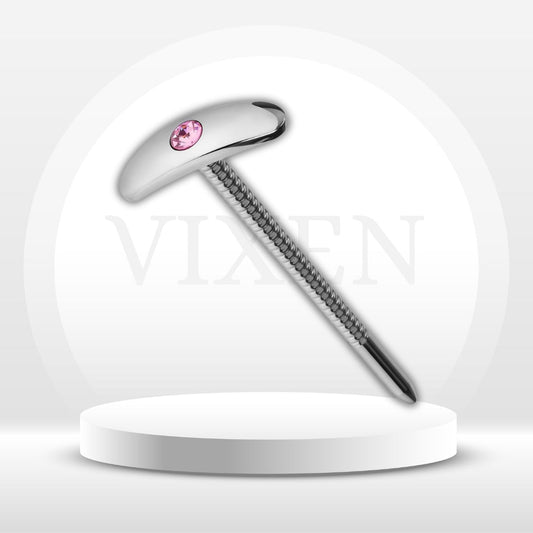 GemRod Stainless Steel Urethral Sound Pink Gem Plug