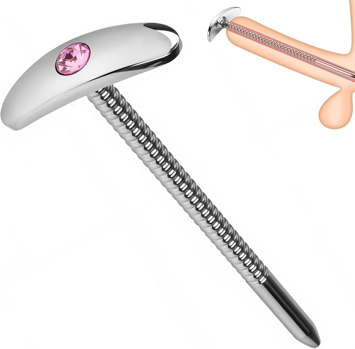 GemRod Stainless Steel Urethral Sound Pink Gem Plug
