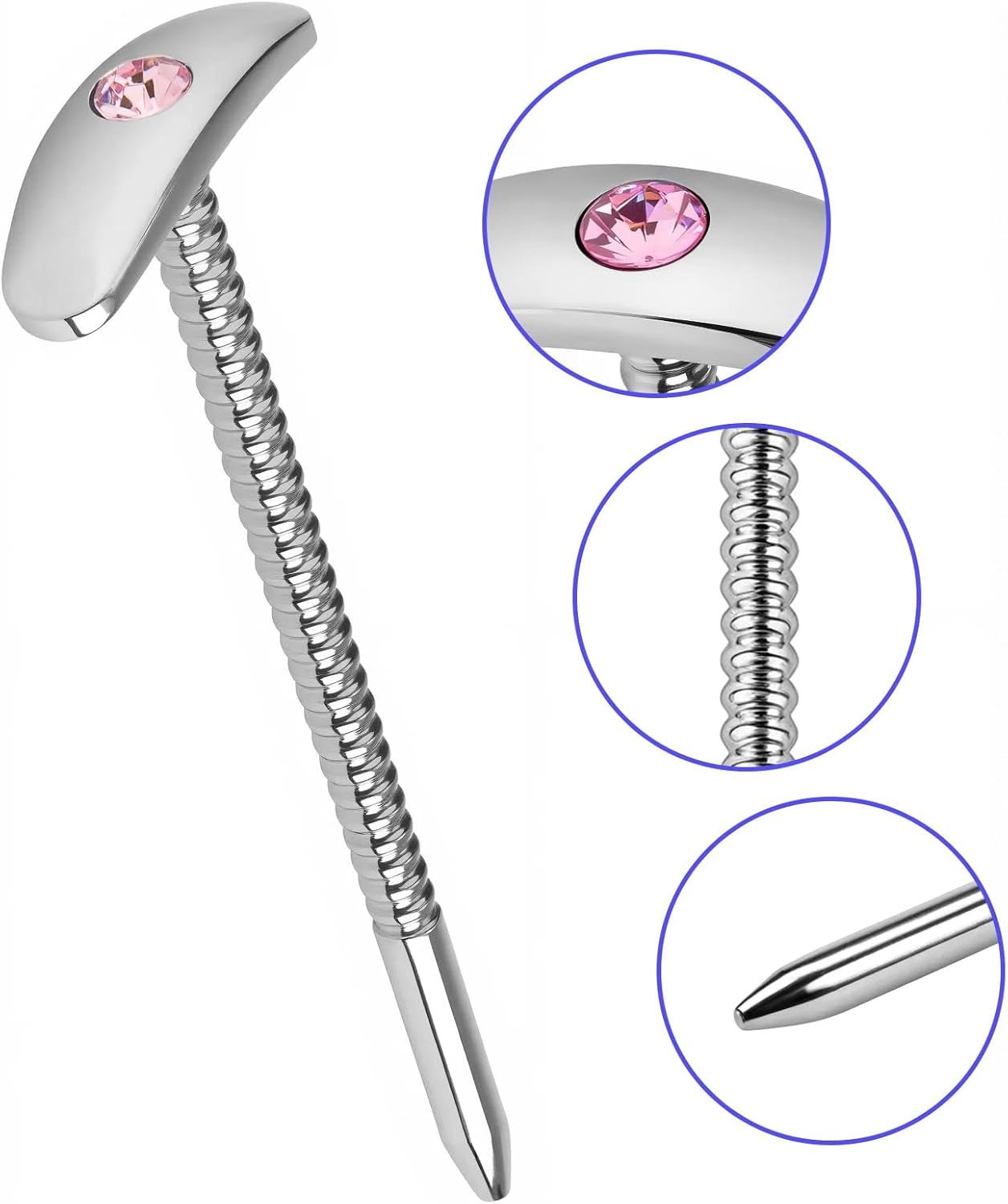 GemRod Stainless Steel Urethral Sound Pink Gem Plug