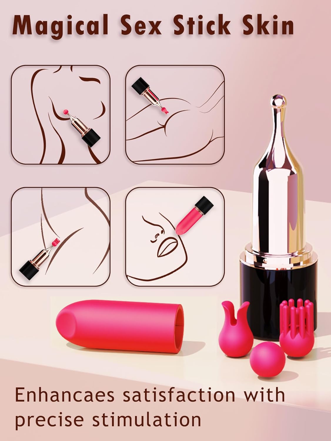 GlamVibe Vibrador labial 4-Play