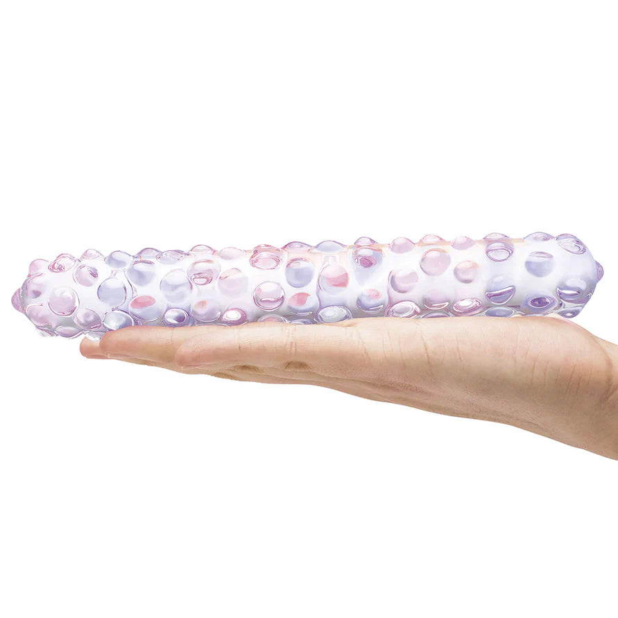 Dildo de cristal rugoso Glas 9" de rosa púrpura