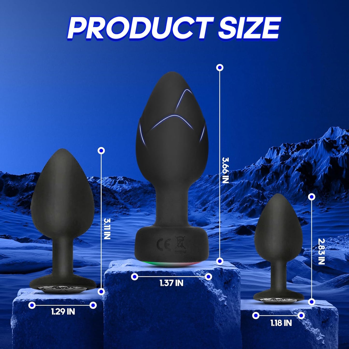 Juego de 3 plug anales GlowCore