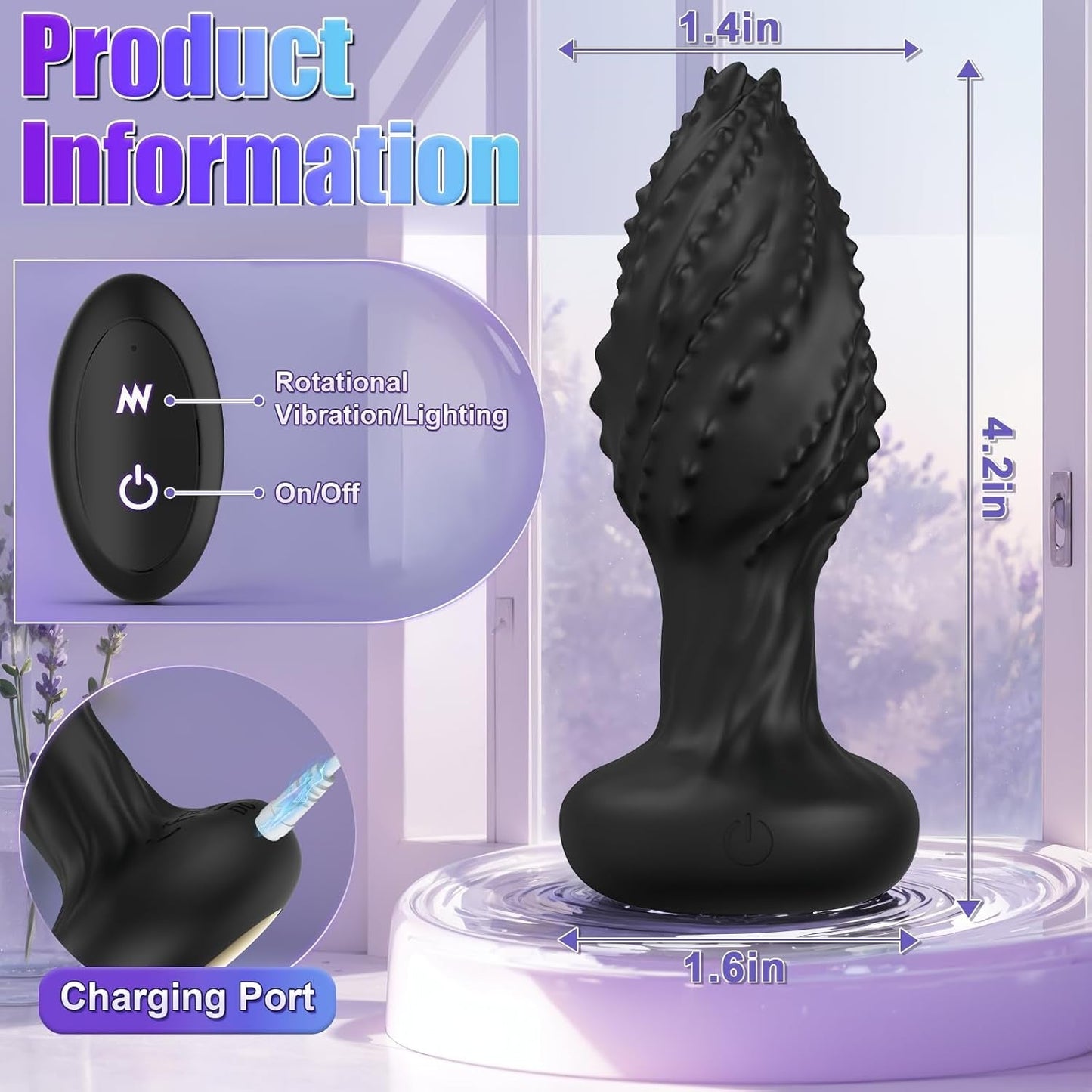 GlowMonster Vibrador anal giratorio 360° con control por aplicación