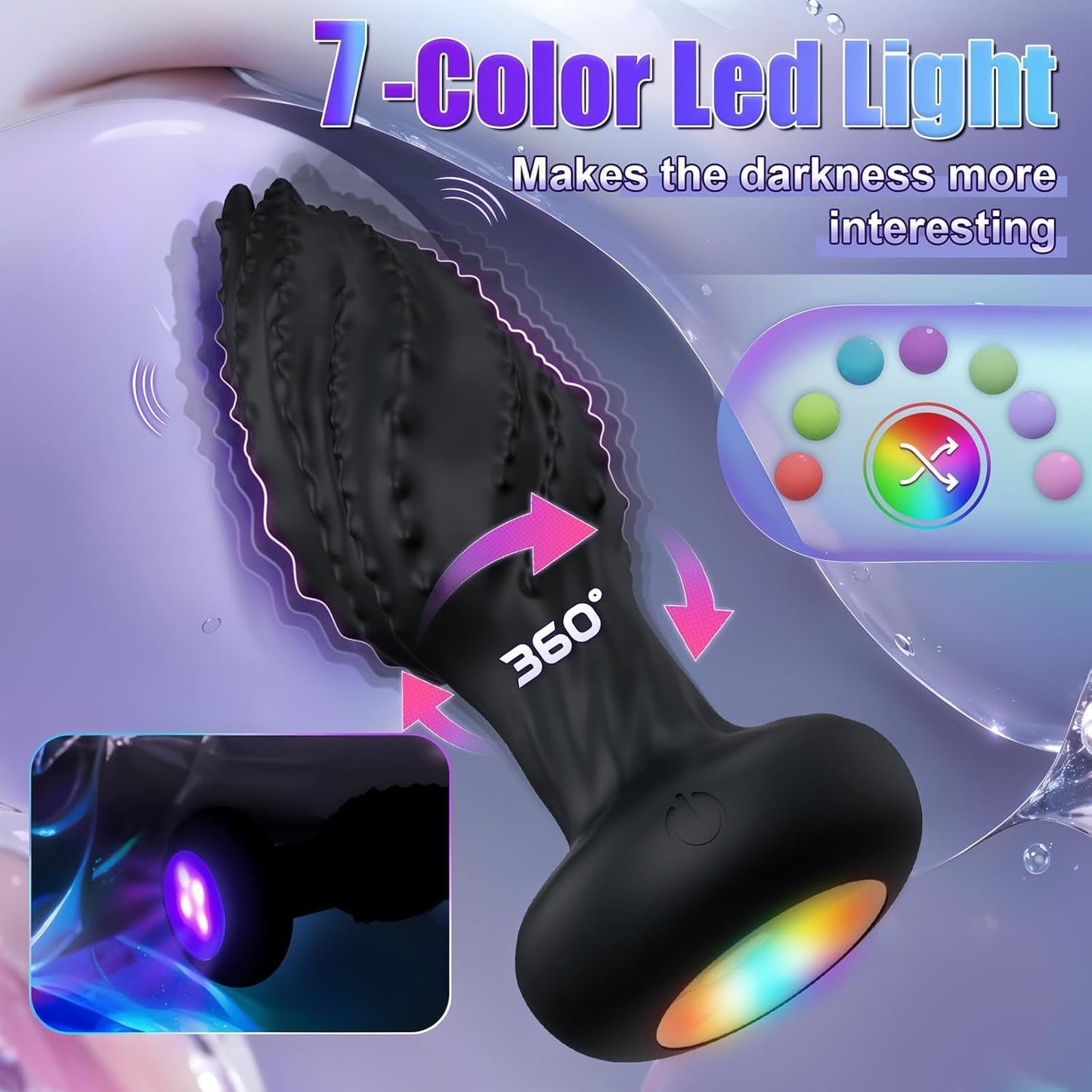 GlowMonster Vibrador anal giratorio 360° con control por aplicación