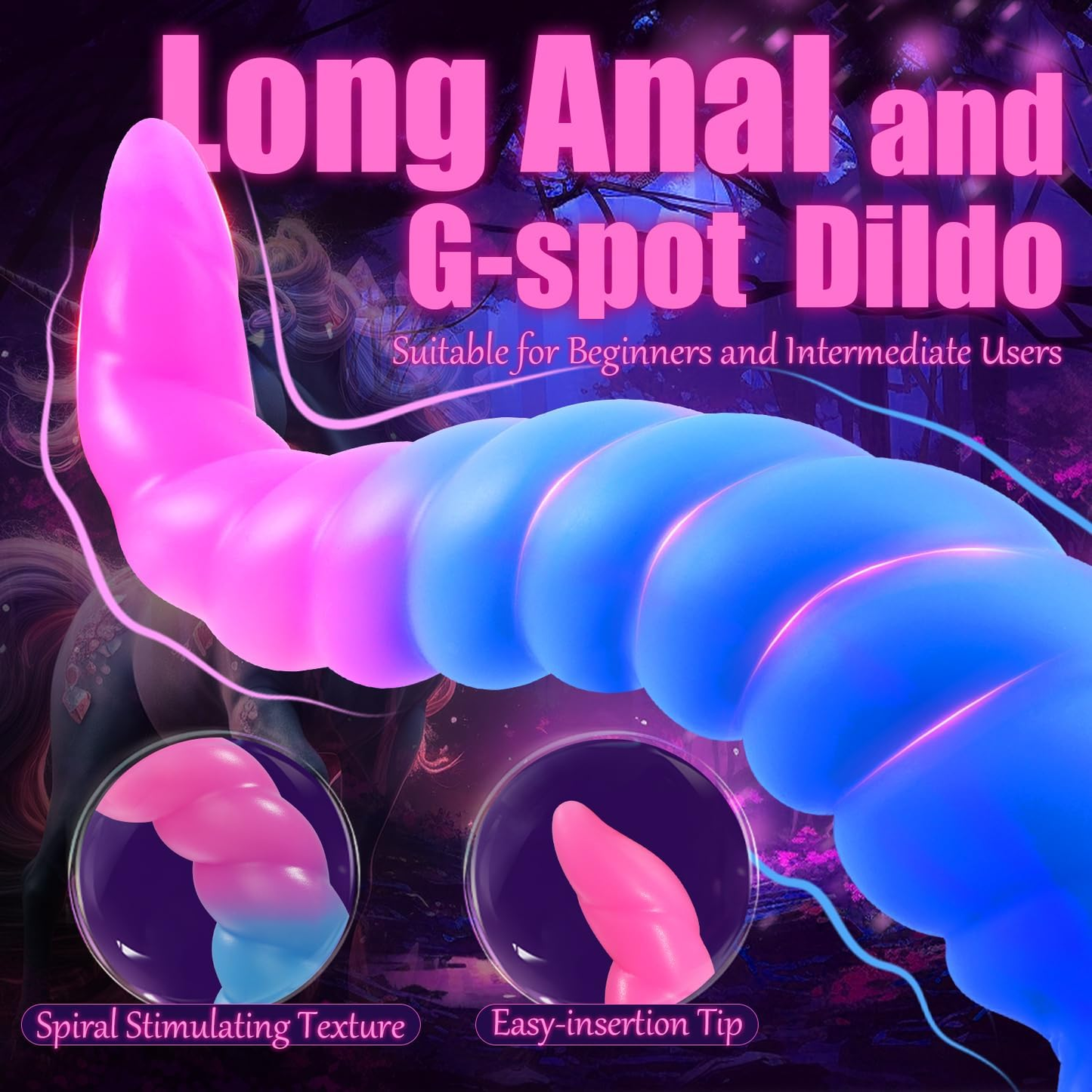 GlowSerpent Spiral Glow Anal Dildo | Strong Suction Cup