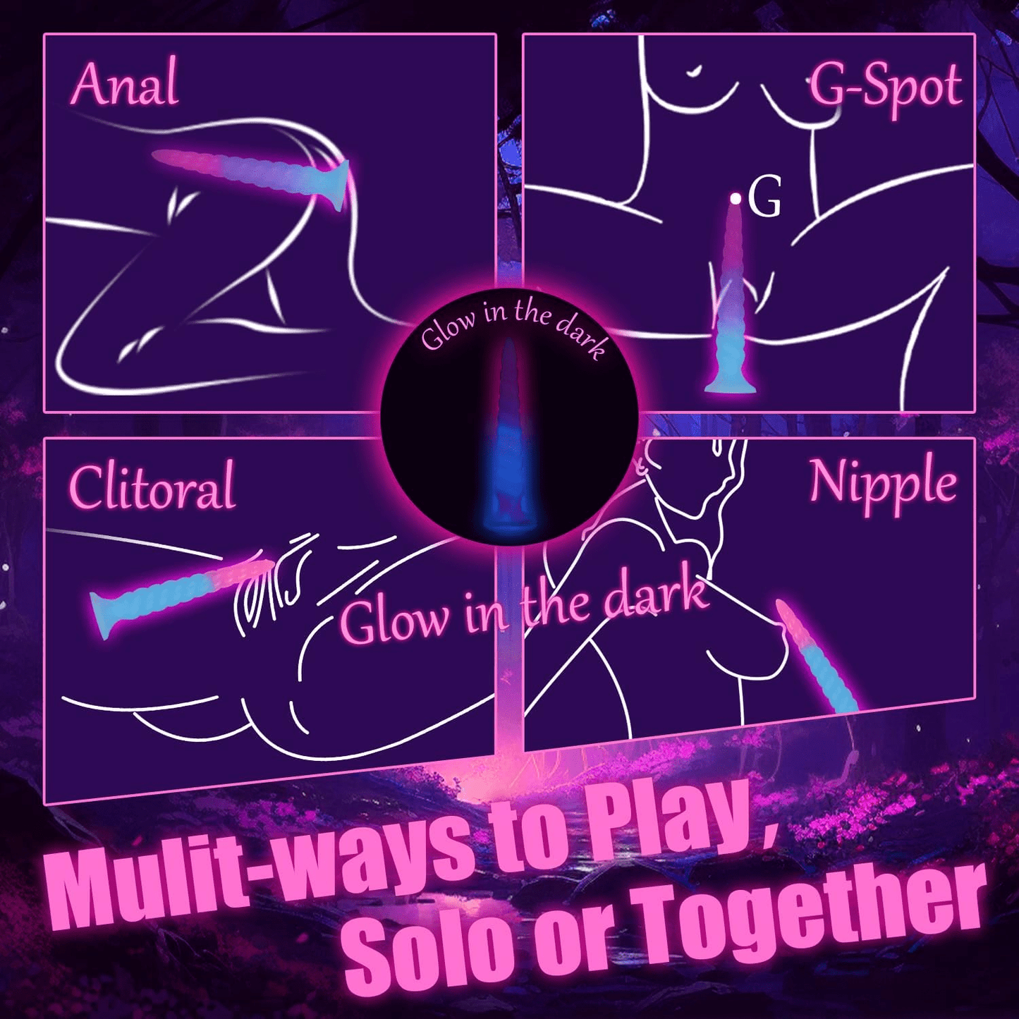 GlowSerpent Spiral Glow Anal Dildo | Strong Suction Cup