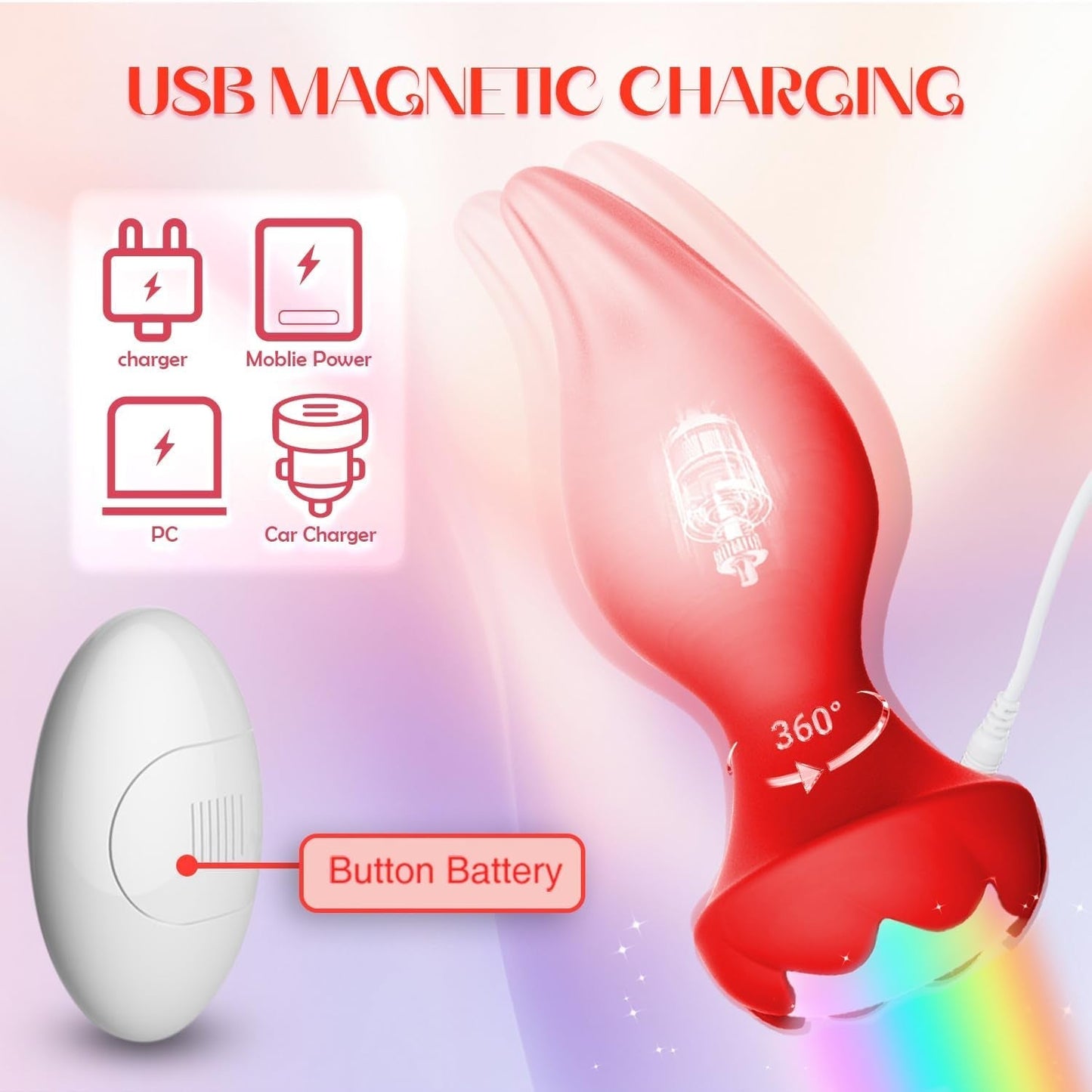 GlowTwirl 360° Rotating Anal Plug Set with Remote