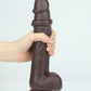 Get Lucky 9" Real Skin Dildo - Dark Brown