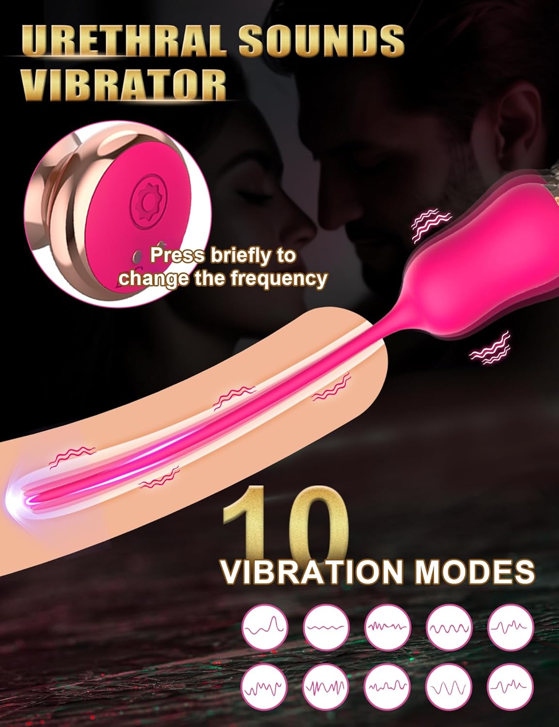 Vibrador uretral bañado en oro GoldRush
