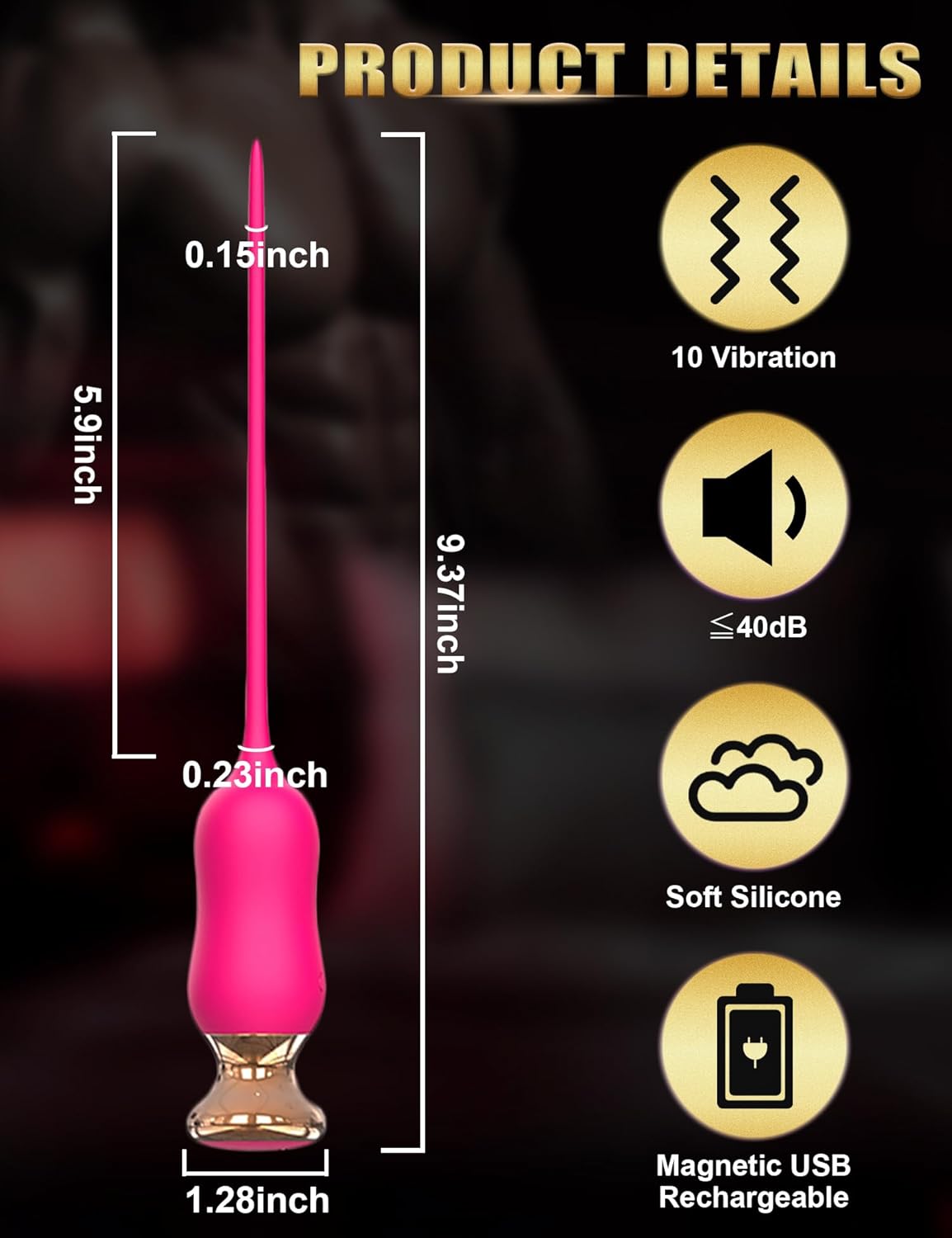 Vibrador uretral bañado en oro GoldRush