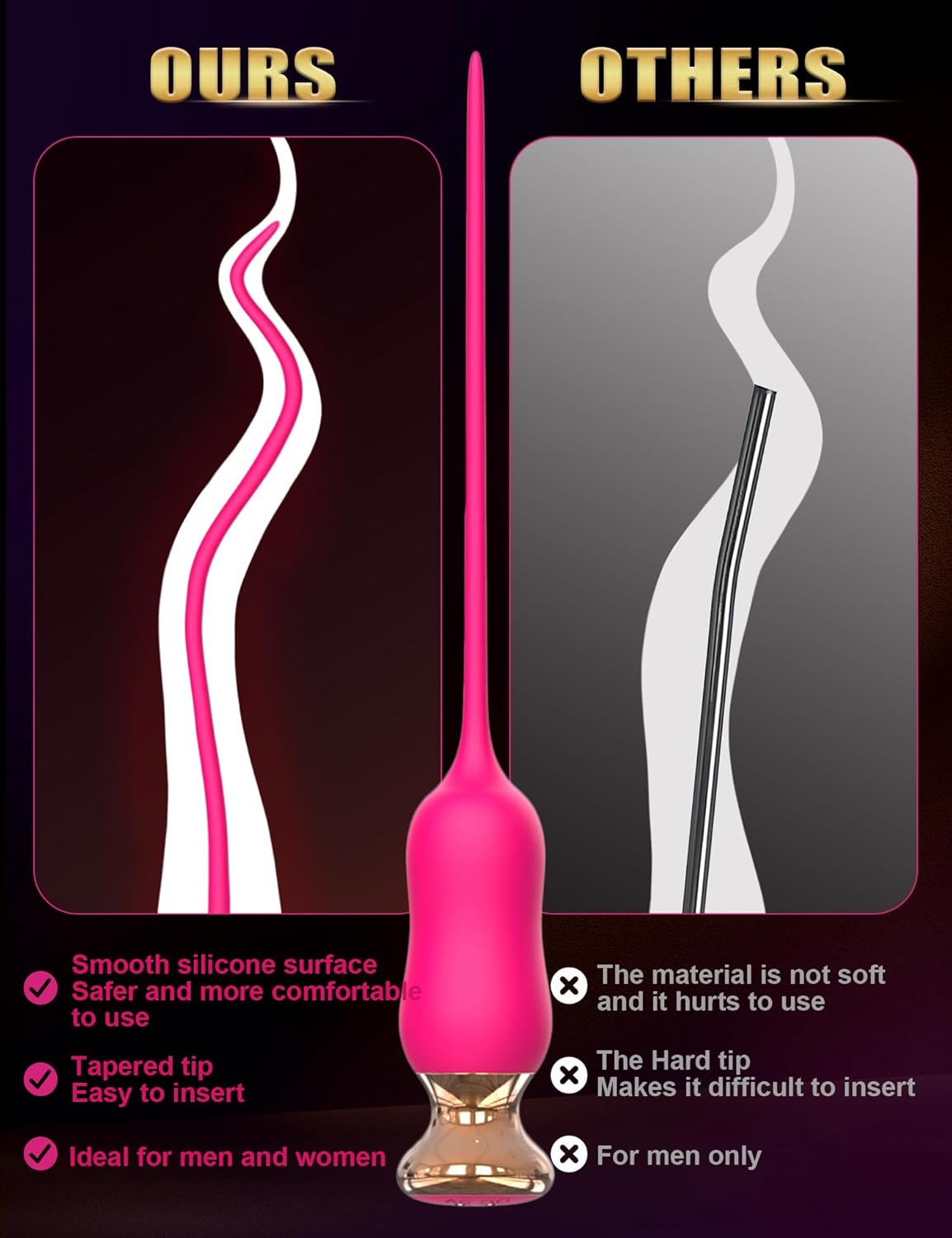 Vibrador uretral bañado en oro GoldRush