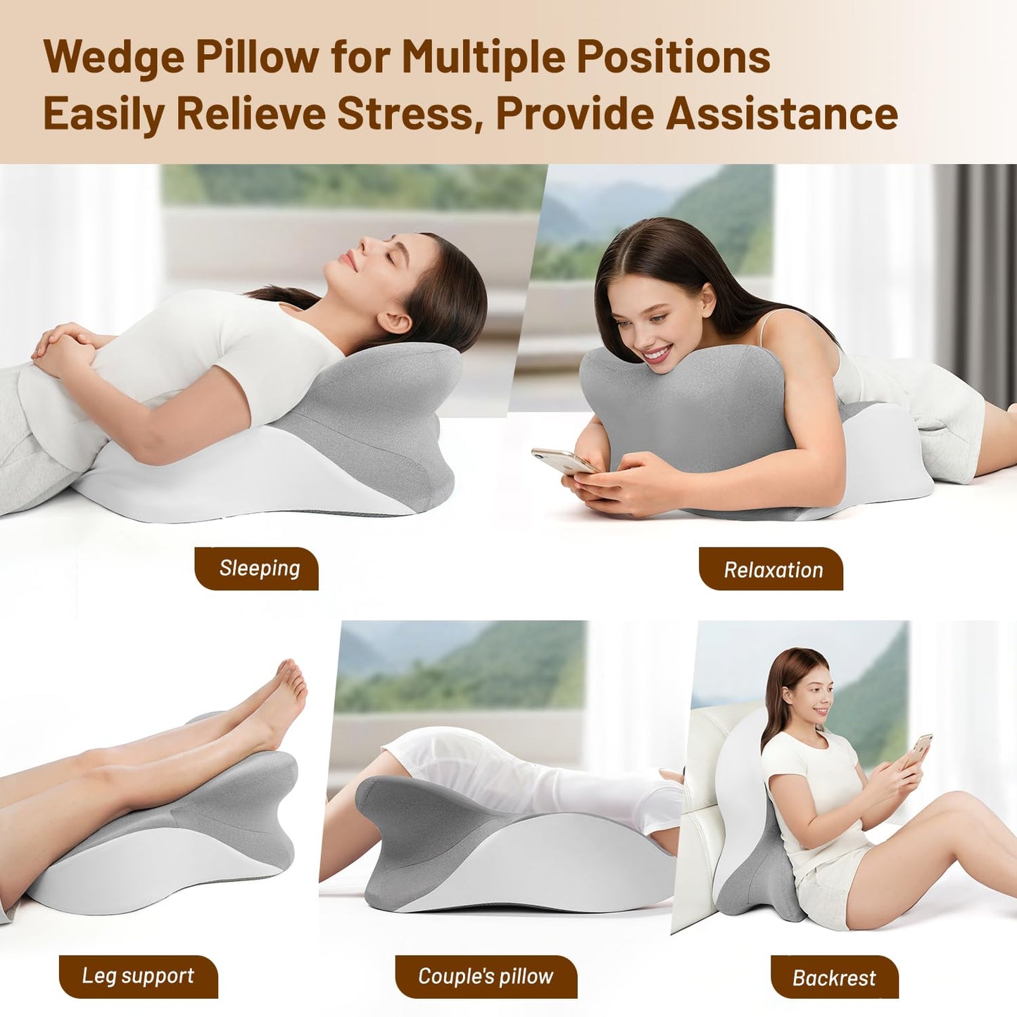Almohada de apoyo para posición íntima para parejas gris