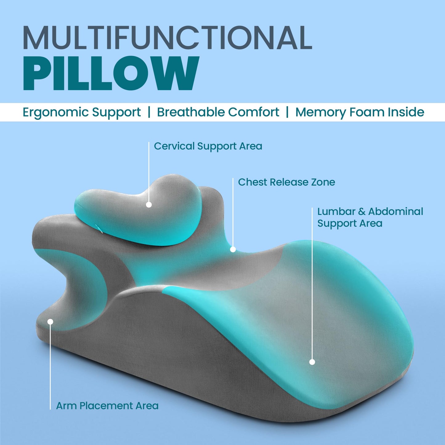 Almohada de cuña de apoyo para parejas íntimas en posición gris