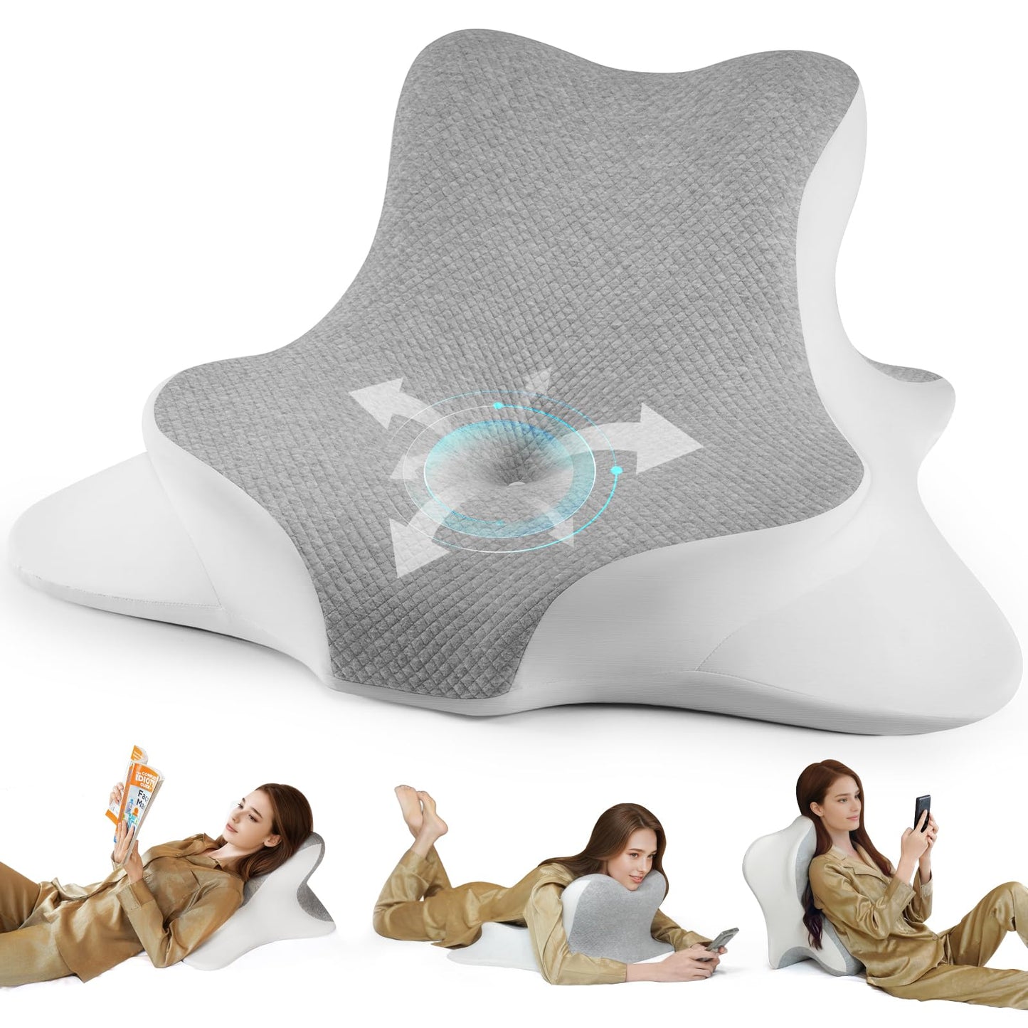 Almohada de cuña para posición íntima en pareja, color gris