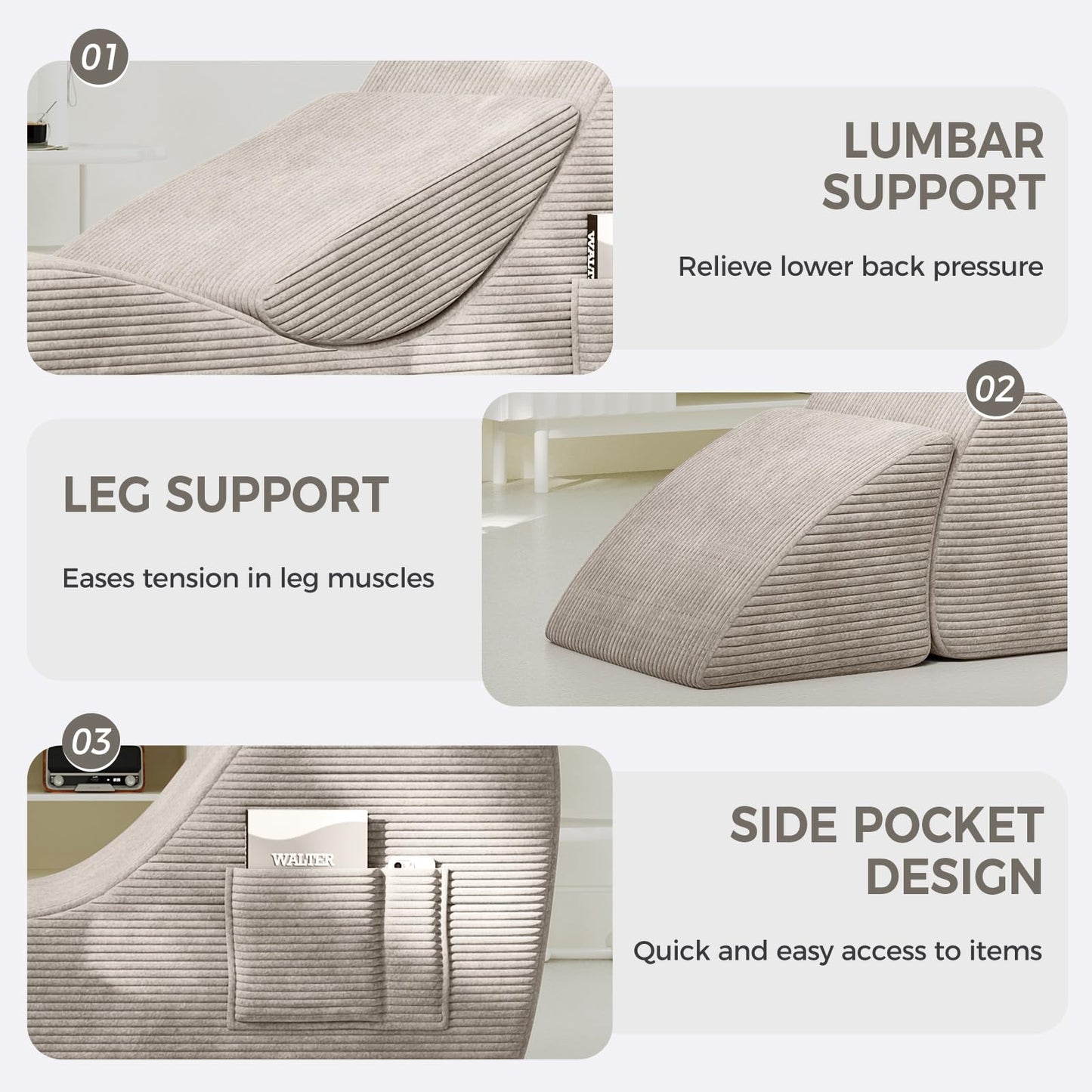 Chaise longue de apoyo íntimo ergonómica gris para sexo