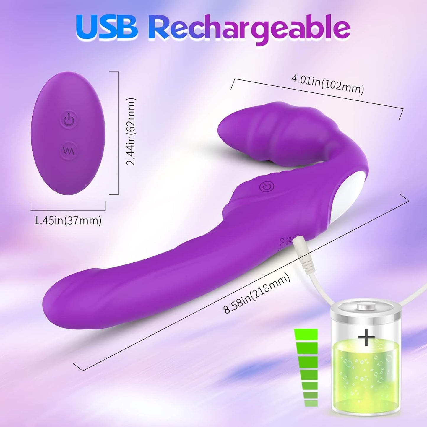 Vibrador de dildo sin tirantes ergonómico GrindFit