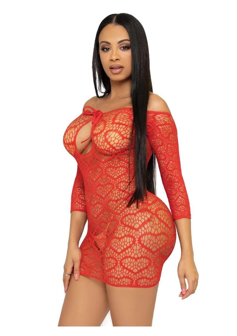 Mini-robe Heart Net à découpe et lien à nouer sur le devant