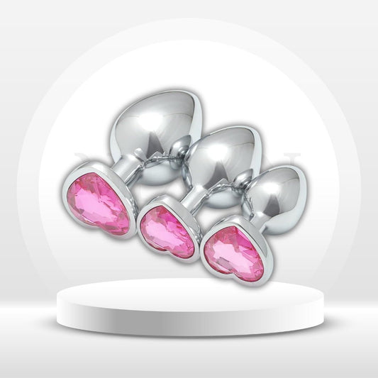 HeartGem 3-Piece Metal Heart Jewel Butt Plug Set