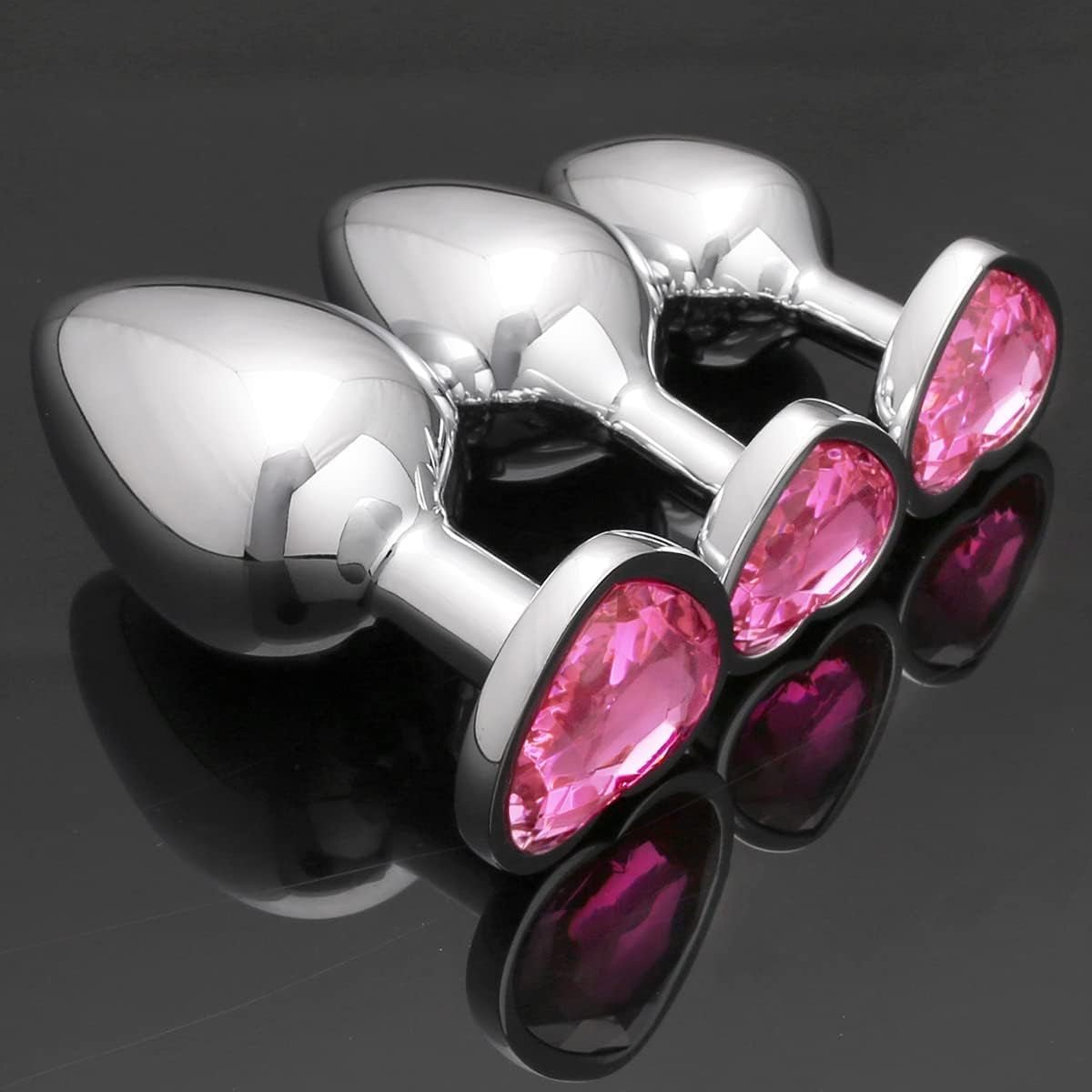 HeartGem 3-Piece Metal Heart Jewel Butt Plug Set