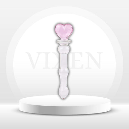 HeartGlass Pink Heart Glass Dildo Wand