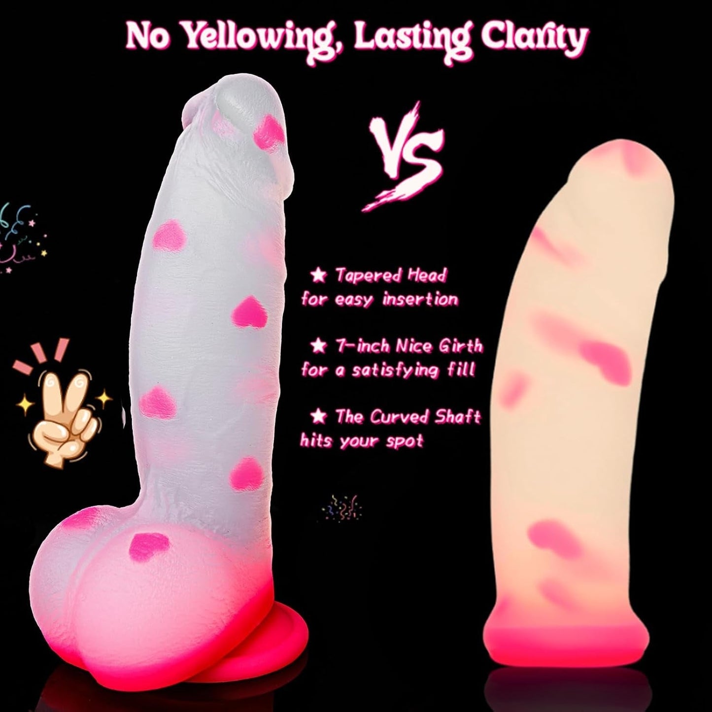 HeartThrob 8" Thick Clear Fantasy Heart Dildo