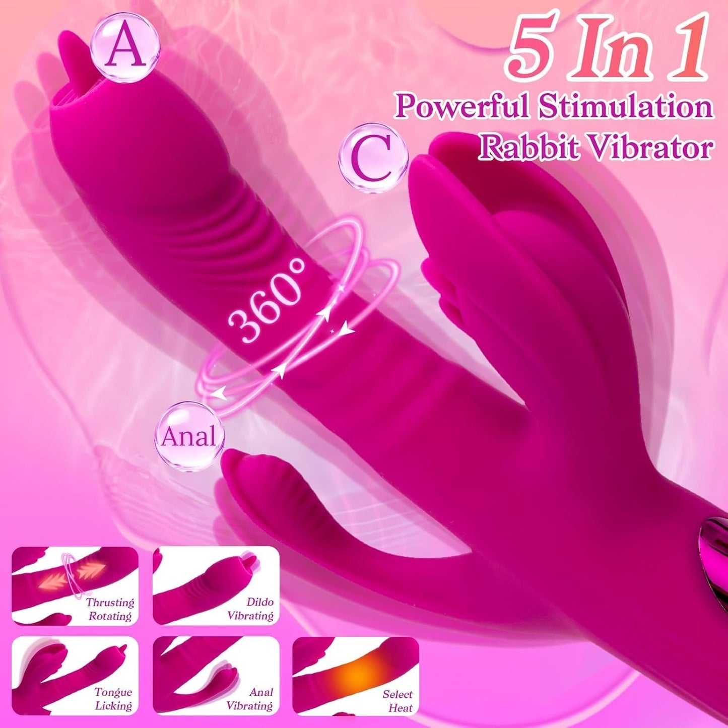 Vibrador de Conejo 3 en 1 HeatRush Thrusting
