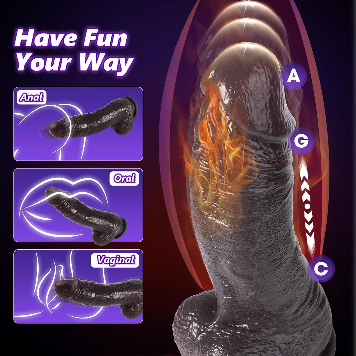 HeatSurge Thick Thrusting Heated Dildo Vibrator 8.3"