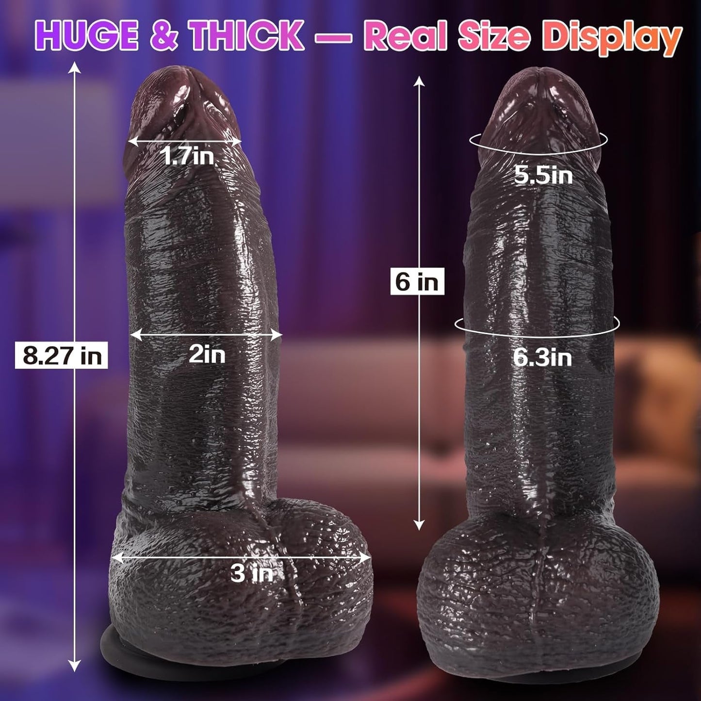 HeatSurge Thick Thrusting Heated Dildo Vibrator 8.3"