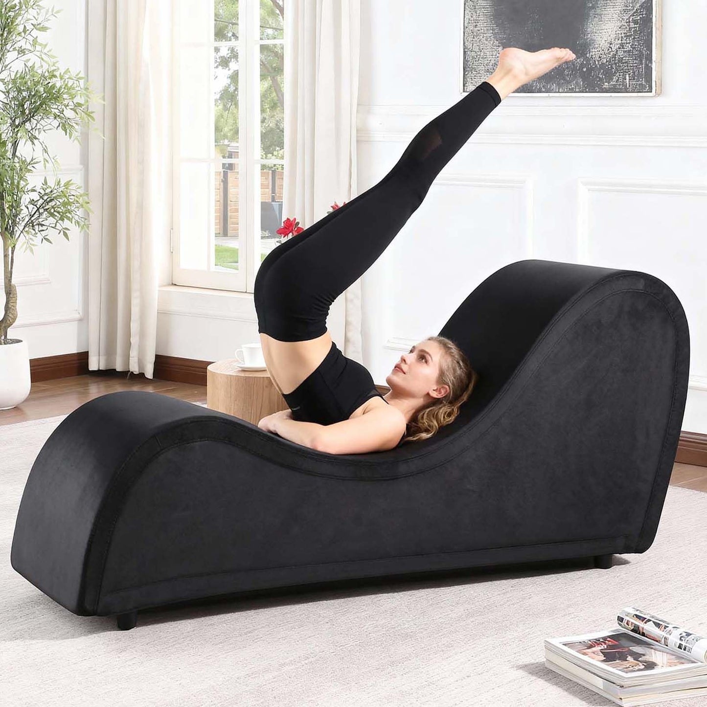 Chaise lounge de lujo negro resistente para la intimidad