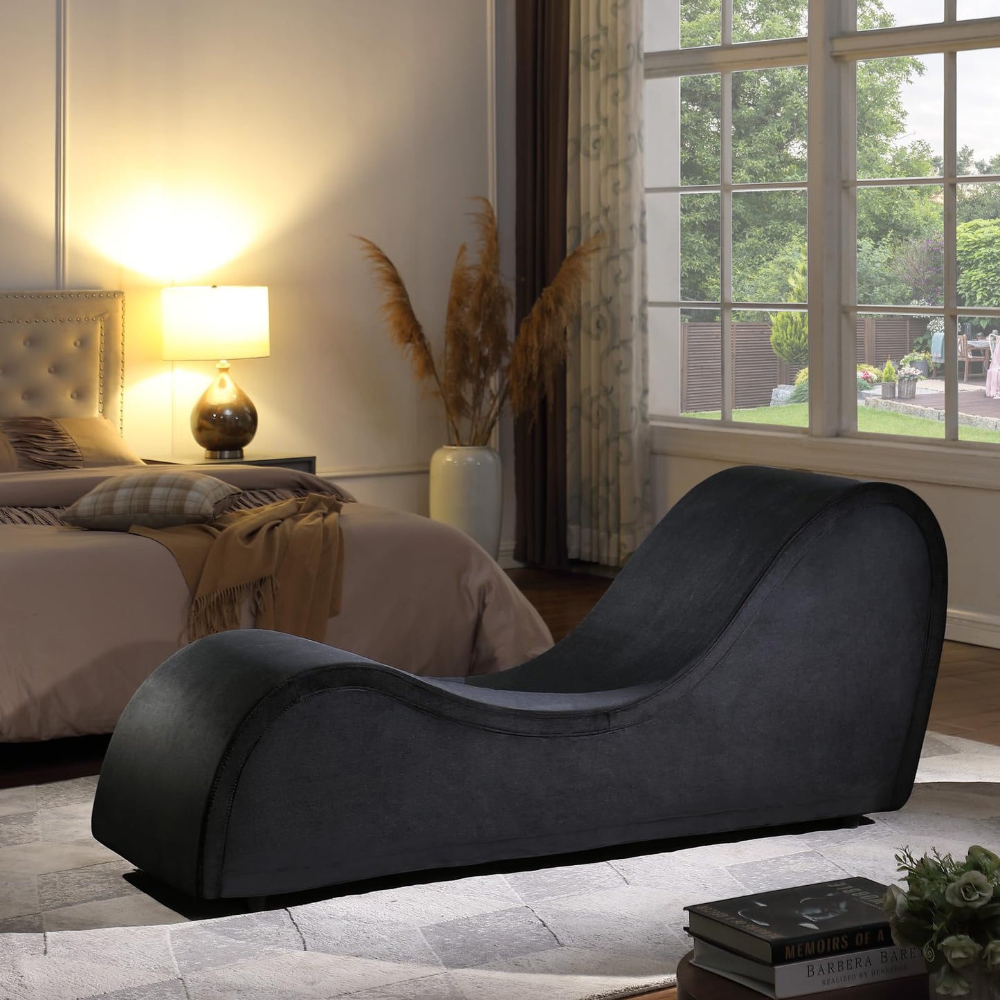 Chaise lounge de lujo negro resistente para la intimidad