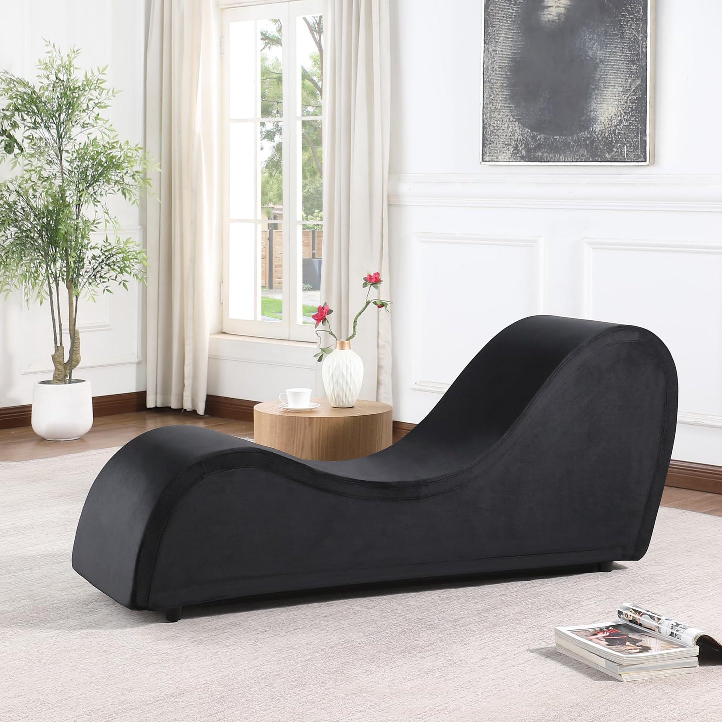 Chaise longue d'intimité de luxe noire très robuste