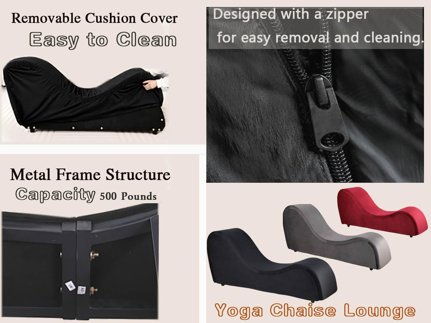 Chaise longue d'intimité de luxe noire très robuste