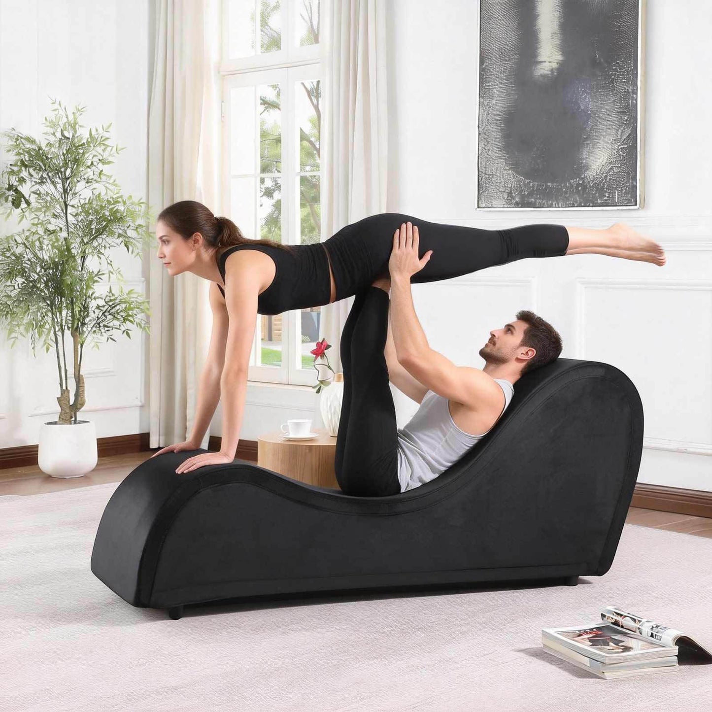 Chaise longue d'intimité de luxe noire très robuste