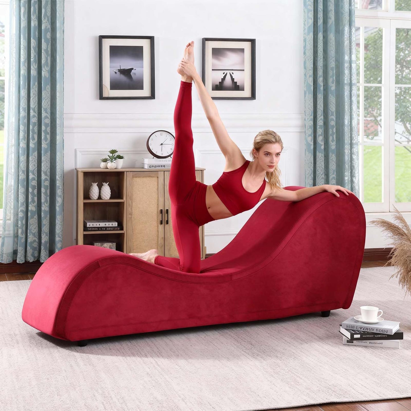 Chaise longue de luxe rouge renforcée pour l'intimité