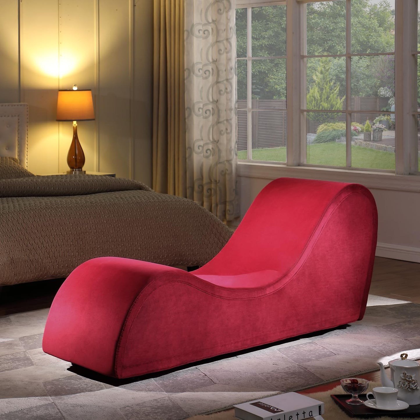 Chaise longue de luxe rouge renforcée pour l'intimité