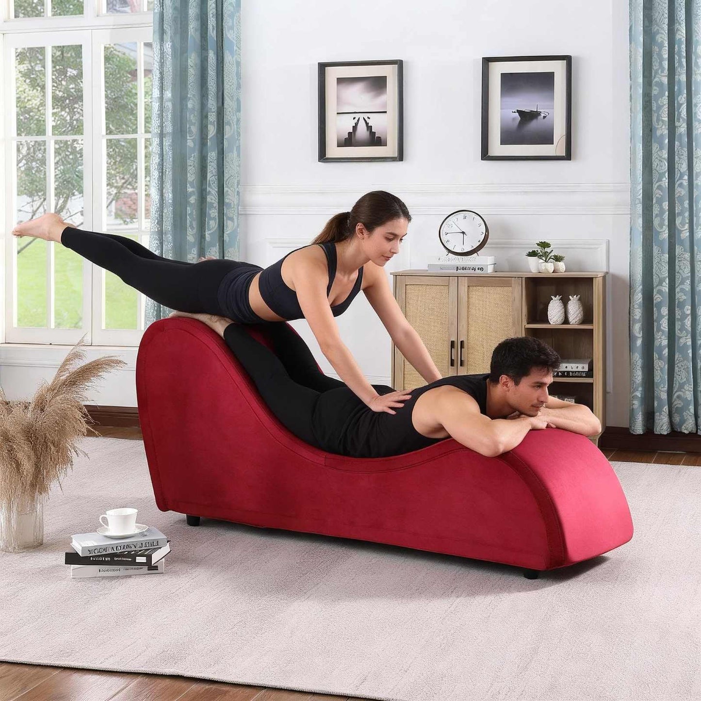 Chaise longue de luxe rouge renforcée pour l'intimité
