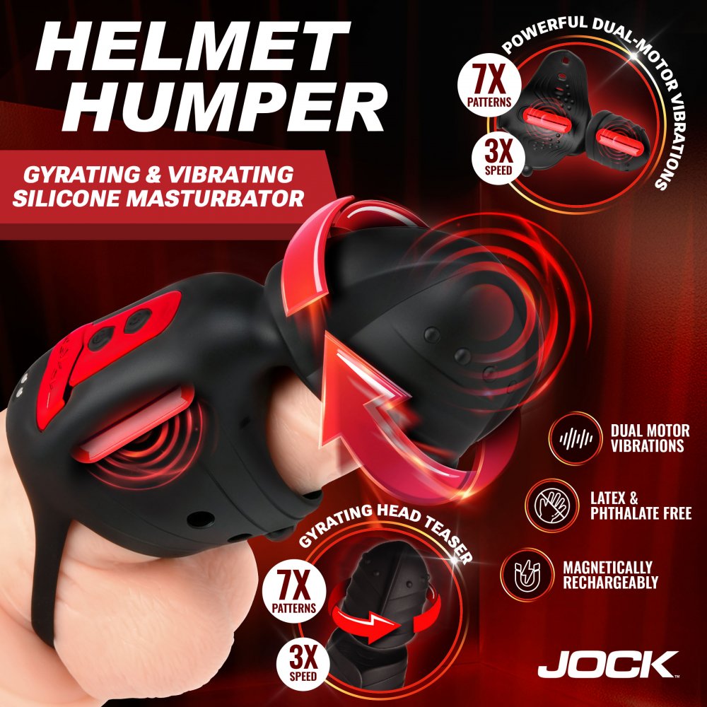 Masturbador de silicona JOCK Helmet Humper con rotación y vibración