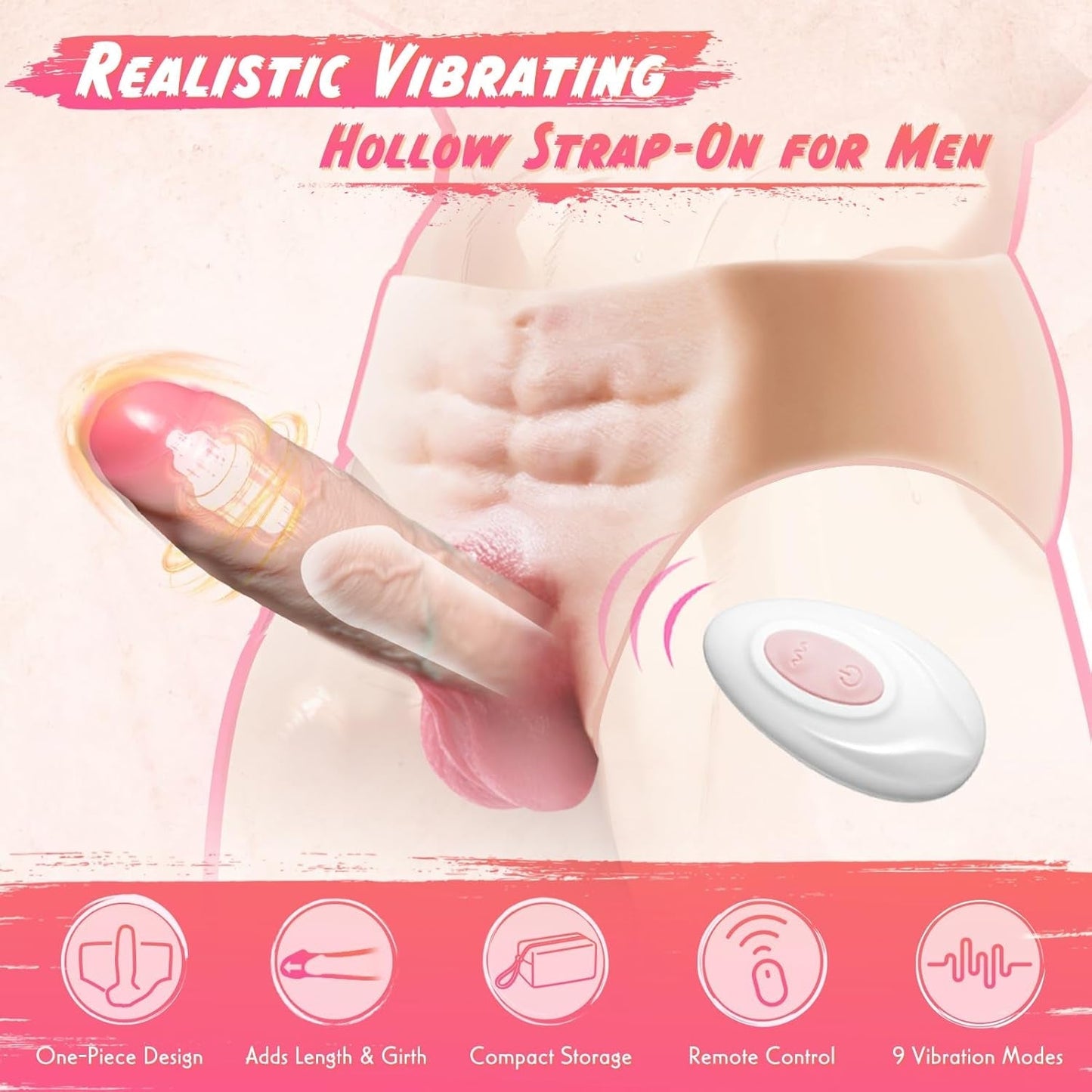 Funda vibratoria HollowPulse para usar con arnés, diseñada para sesiones de juego prolongadas